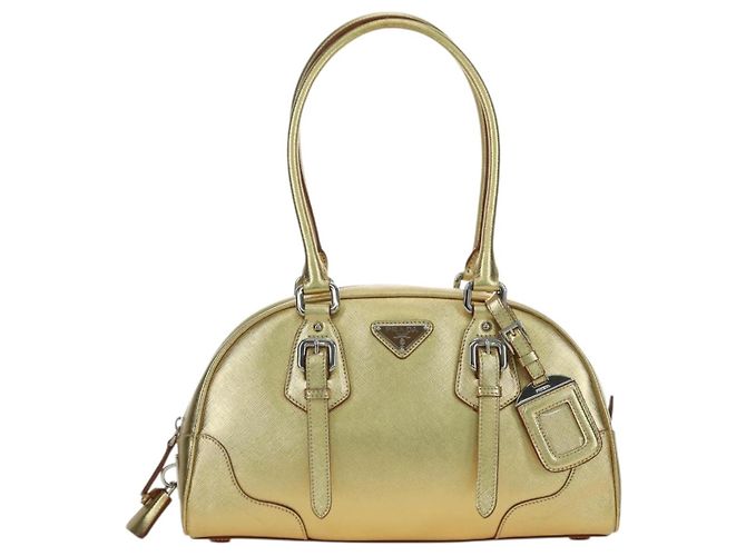 PRADA Hand Bag Safiano leather Gold - vista 2
