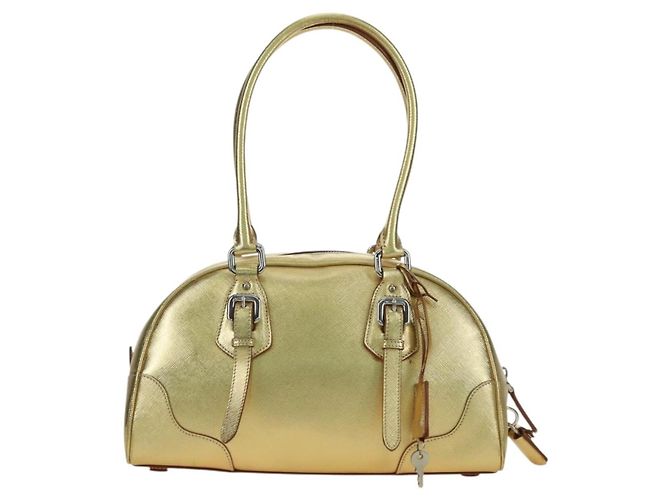 PRADA Hand Bag Safiano leather Gold - vista 3