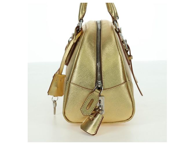 PRADA Hand Bag Safiano leather Gold - vista 5