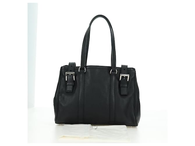 PRADA Tote Bag Leather Black Silver - vista 12