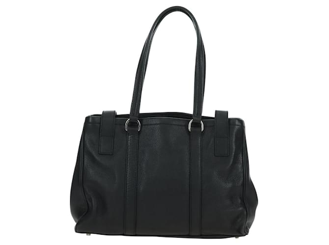 PRADA Tote Bag Leather Black Silver - vista 2