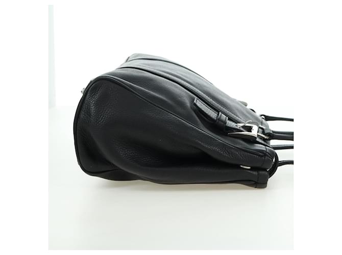 PRADA Tote Bag Leather Black Silver - vista 4