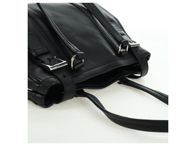 PRADA Tote Bag Leather Black Silver - vista 6