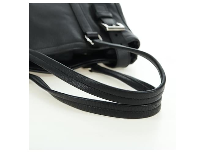 PRADA Tote Bag Leather Black Silver - vista 7