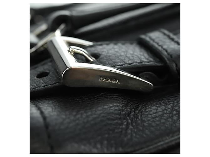 PRADA Tote Bag Leather Black Silver - vista 8