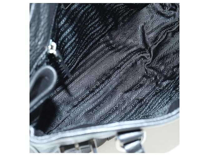 PRADA Tote Bag Leather Black Silver - vista 9