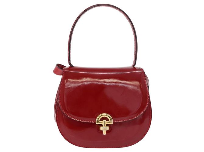 Céline CELINE Hand Bag Patent leather 2way Red Gold - vista 13