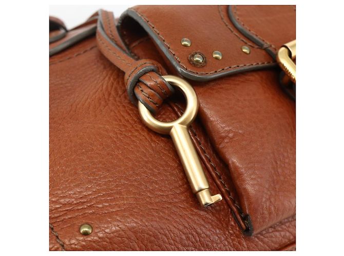 Chloé Chloe Paddington Hand Bag Leather Brown Gold Silver - vista 13