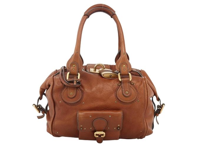 Chloé Chloe Paddington Hand Bag Leather Brown Gold Silver - vista 2