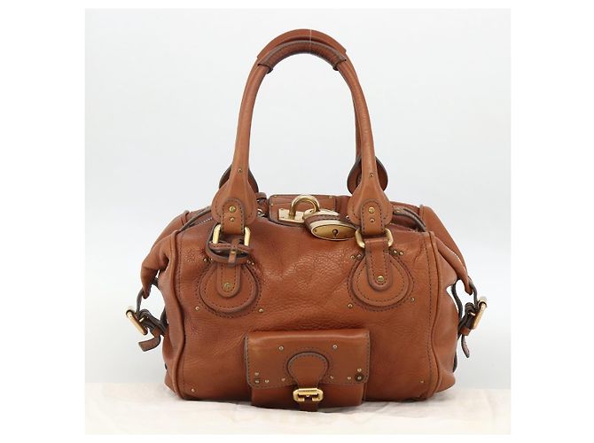 Chloé Chloe Paddington Hand Bag Leather Brown Gold Silver - vista 25