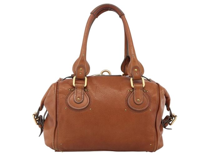 Chloé Chloe Paddington Hand Bag Leather Brown Gold Silver - vista 3