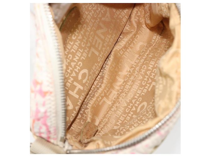 CHANEL Shoulder Bag Canvas Pink Beige Silver CC - vista 11