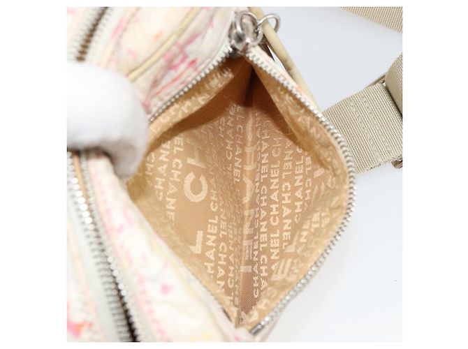 CHANEL Shoulder Bag Canvas Pink Beige Silver CC - vista 12