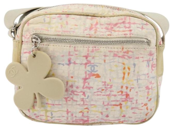 CHANEL Shoulder Bag Canvas Pink Beige Silver CC - vista 13