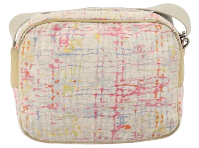 CHANEL Shoulder Bag Canvas Pink Beige Silver CC - vista 2