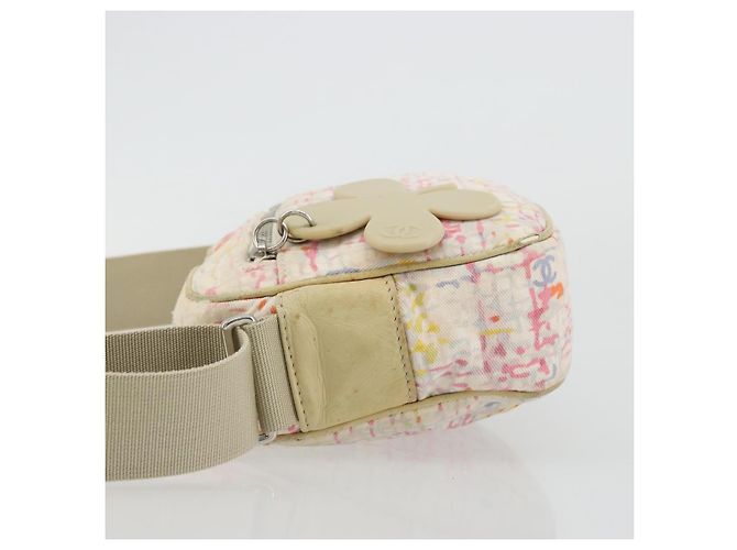 CHANEL Shoulder Bag Canvas Pink Beige Silver CC - vista 4