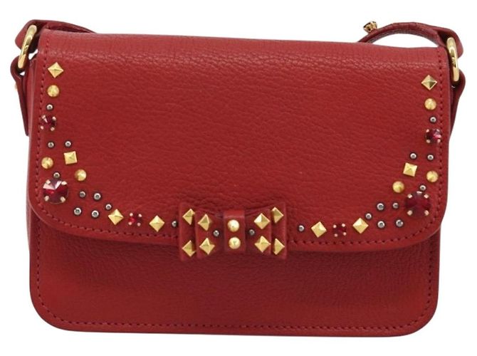 Miu Miu Schultertasche aus Leder rot gold - Ansicht 13