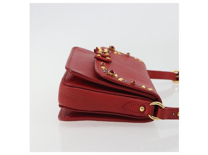 Miu Miu Schultertasche aus Leder rot gold - Ansicht 3