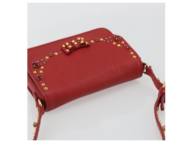 Miu Miu Schultertasche aus Leder rot gold - Ansicht 6