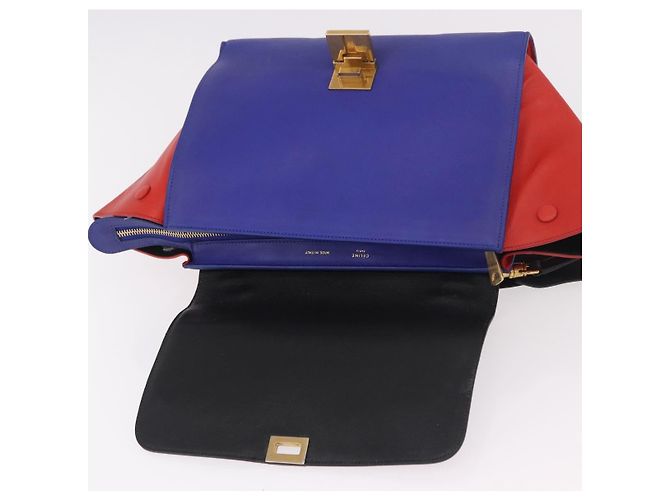 Céline CELINE Trapeze Hand Bag Leather 2way Red Black - vista 22