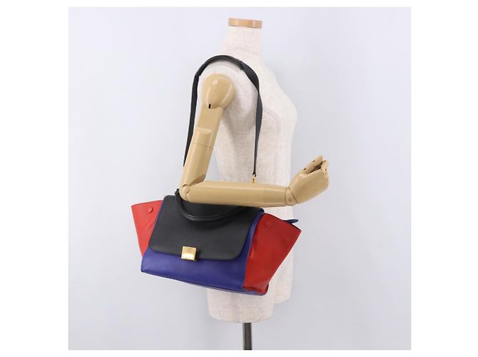 Céline CELINE Trapeze Hand Bag Leather 2way Red Black - vista 28