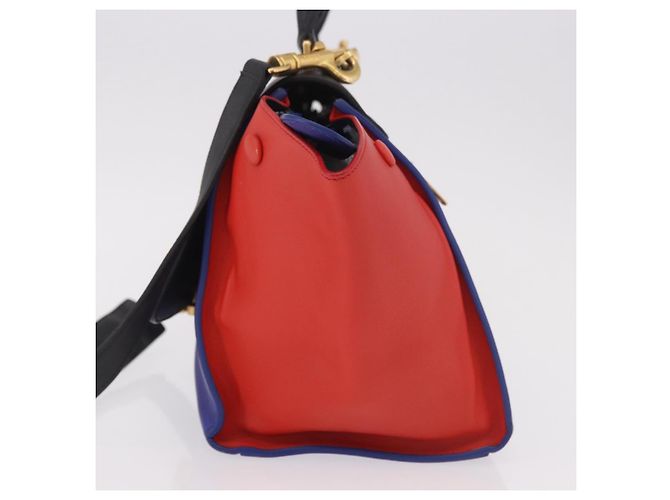 Céline CELINE Trapeze Hand Bag Leather 2way Red Black - vista 3
