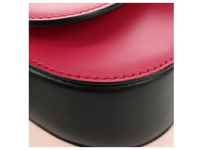 PRADA Sydney Chain Shoulder Bag Leather 2way Black Pink Silver - vista 18