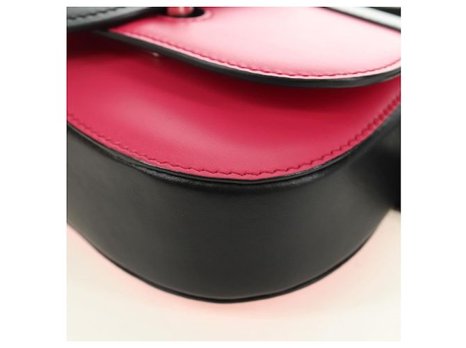 PRADA Sydney Chain Shoulder Bag Leather 2way Black Pink Silver - vista 19