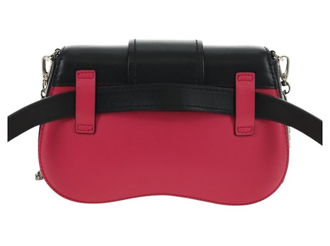PRADA Sydney Chain Shoulder Bag Leather 2way Black Pink Silver - vista 2