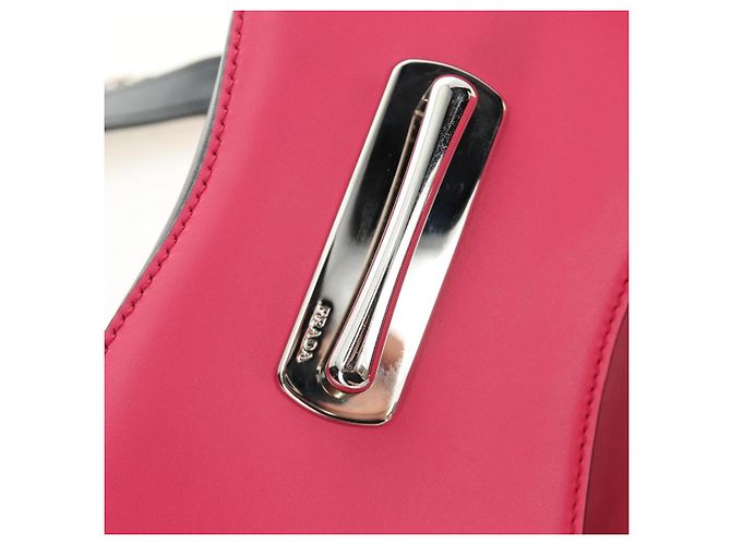 PRADA Sydney Chain Shoulder Bag Leather 2way Black Pink Silver - vista 24