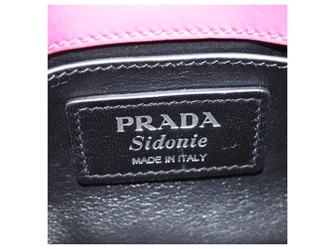 PRADA Sydney Chain Shoulder Bag Leather 2way Black Pink Silver - vista 25