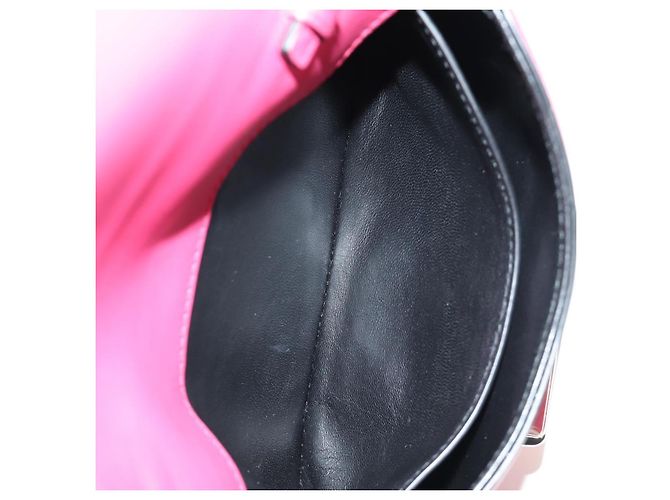 PRADA Sydney Chain Shoulder Bag Leather 2way Black Pink Silver - vista 28