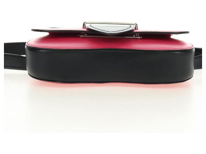 PRADA Sydney Chain Shoulder Bag Leather 2way Black Pink Silver - vista 5