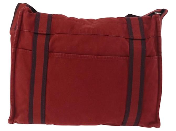 Hermès HERMES Bathas Shoulder Bag Canvas Red Silver - vista 3