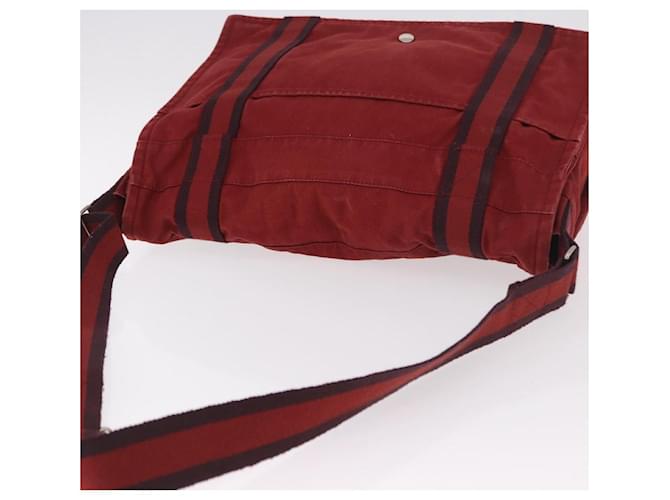 Hermès HERMES Bathas Shoulder Bag Canvas Red Silver - vista 6