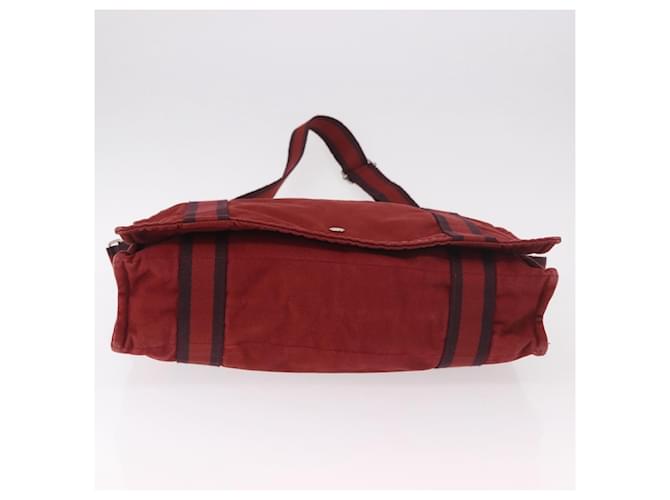 Hermès HERMES Bathas Shoulder Bag Canvas Red Silver - vista 9