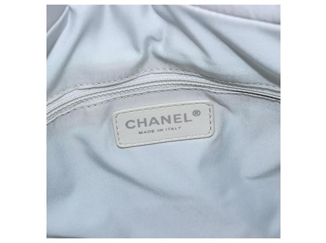 CHANEL Paris Biarritz PM Hand Bag PVC Canvas Gray Silver CC - vista 19