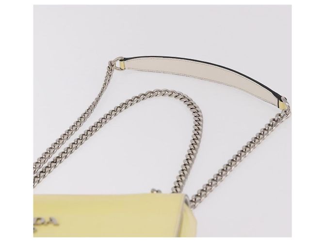 PRADA Chain Shoulder Bag Safiano Leather Yellow Silver - vista 14
