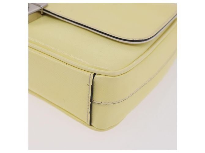 PRADA Chain Shoulder Bag Safiano Leather Yellow Silver - vista 16