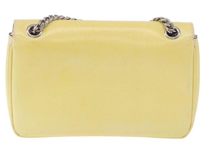 PRADA Chain Shoulder Bag Safiano Leather Yellow Silver - vista 2