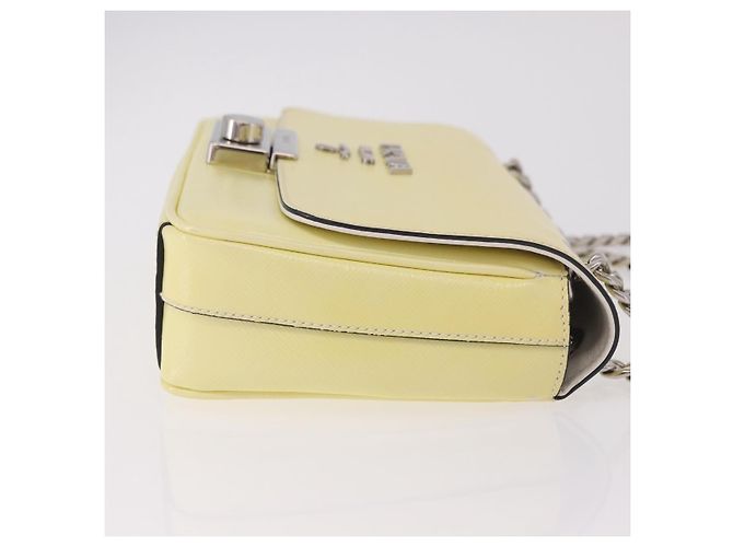 PRADA Chain Shoulder Bag Safiano Leather Yellow Silver - vista 3