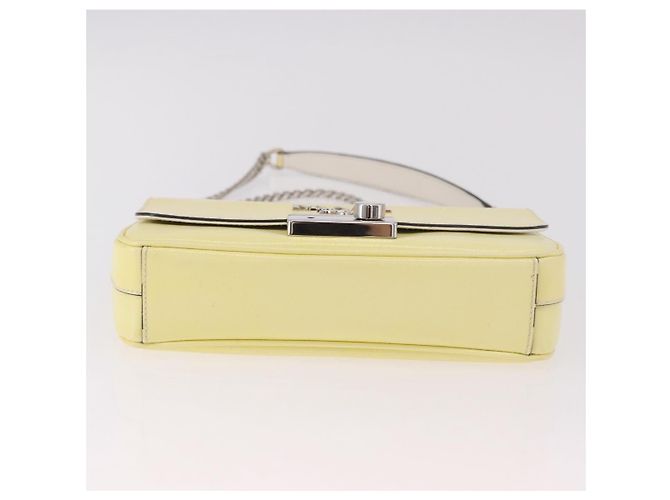 PRADA Chain Shoulder Bag Safiano Leather Yellow Silver - vista 5