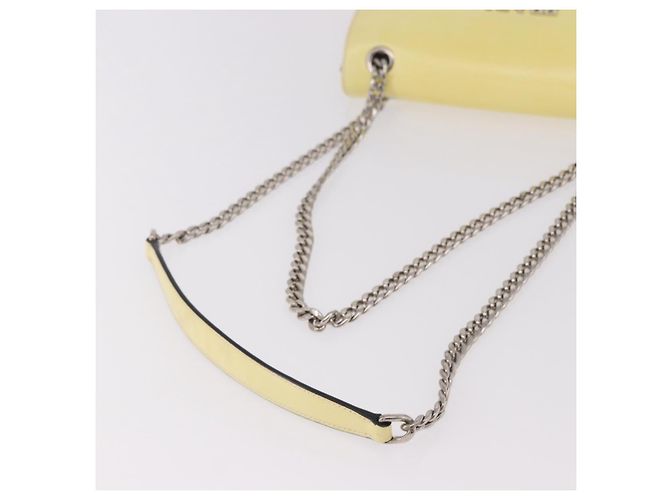 PRADA Chain Shoulder Bag Safiano Leather Yellow Silver - vista 7