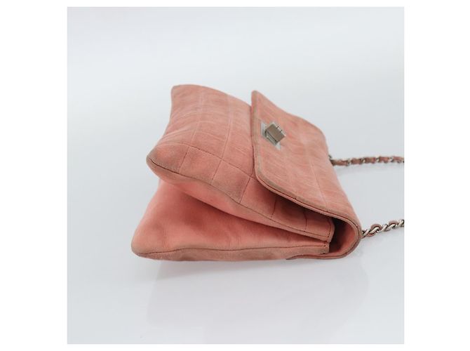 CHANEL Choco Bar 2.55 Chain Shoulder Bag Suede Pink Silver CC - vista 5