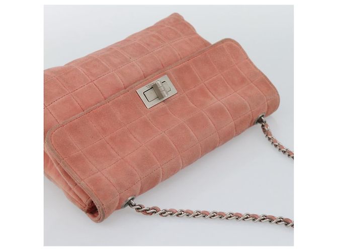 CHANEL Choco Bar 2.55 Chain Shoulder Bag Suede Pink Silver CC - vista 6
