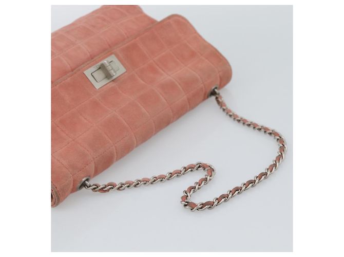 CHANEL Choco Bar 2.55 Chain Shoulder Bag Suede Pink Silver CC - vista 7