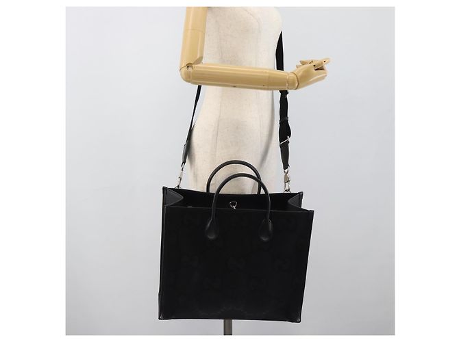 GUCCI Sac à main Jumbo GG Canvas 2way Noir Argent 678839 - vue 23