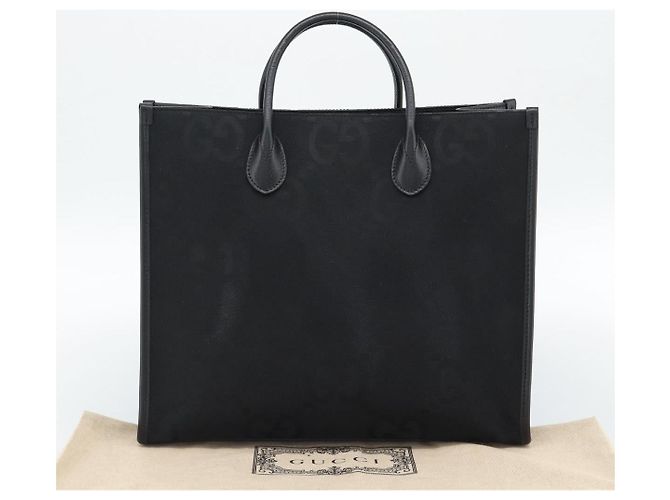 GUCCI Sac à main Jumbo GG Canvas 2way Noir Argent 678839 - vue 24
