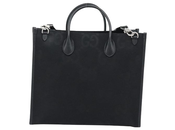 GUCCI Sac à main Jumbo GG Canvas 2way Noir Argent 678839 - vue 3