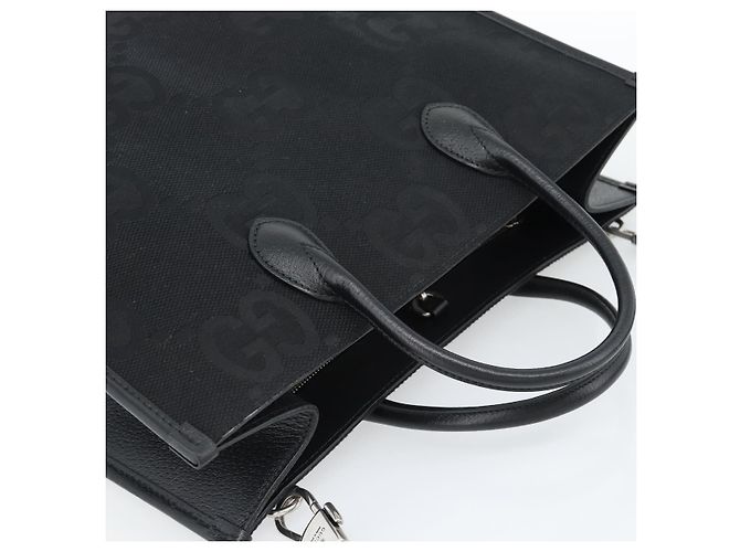 GUCCI Sac à main Jumbo GG Canvas 2way Noir Argent 678839 - vue 6